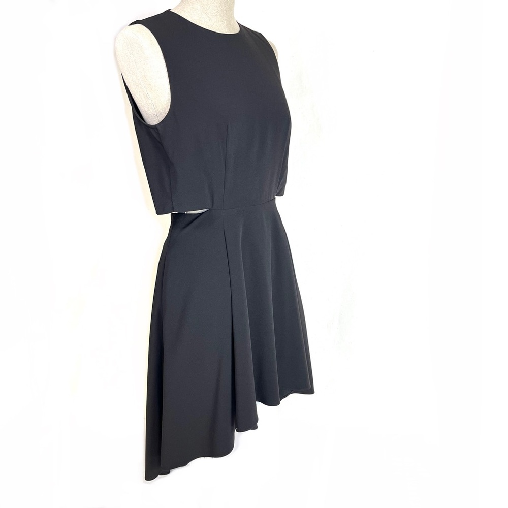 BEBE Crepe Hi-Lo Cutout Back High Low Black Party Dress